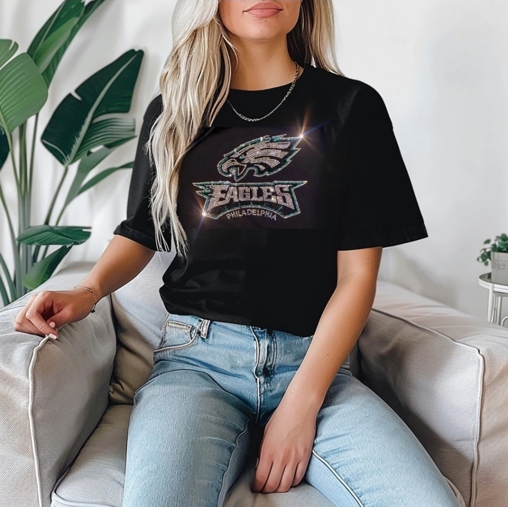 New Philadelphia Eagles Short Sleeve Unisex Bling Tshirt S-2X